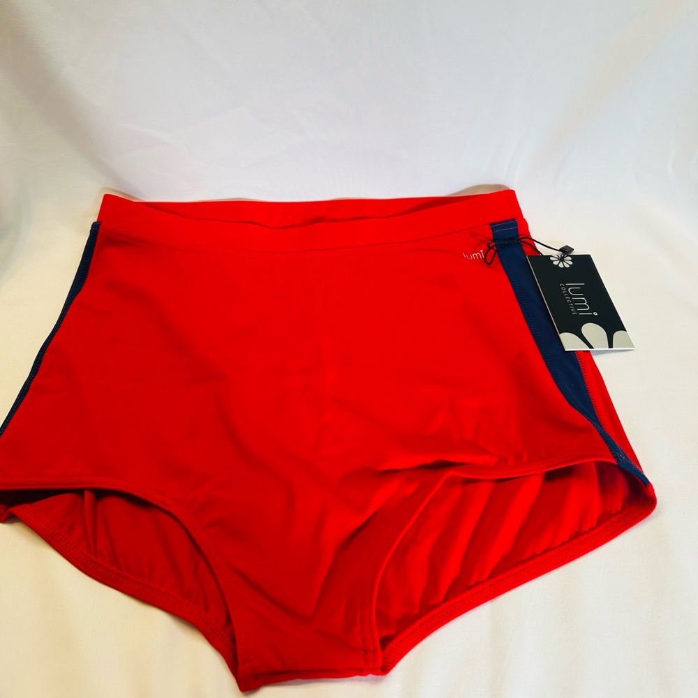 Lumi Collective Red High-Waisted Swim Bottoms. New With Tags - Picture 2 of 8